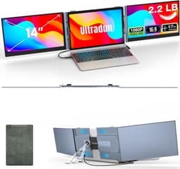 Aurixi® Professionele Portable Monitor Pro 2024 - Full HD - 13” / 17.4” Tri-Screen - Laptop Scherm Uitbreider - Inclusief Beschermhoes en Kabels - Blauw - 35cm x 21cm x 3cm — thumbnail 1