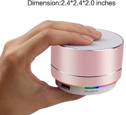 Oneay Mini draadloze speaker, draagbare Bluetooth-speaker met HD-geluid, 4 uur speeltijd, ingebouwde microfoon, TF-kaartsleuf, FM-radio en ledverlichting voor thuis en op reis - Roze — thumbnail 6