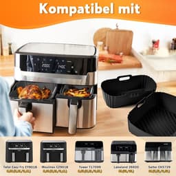 Airfryer Accessoires Set 28-delig – Geschikt voor Tefal EY9018 Dual Easy Fry, Tower T17099, Salter EK5729 – Dual Basket 3,1L & 5,2L – Inclusief Siliconen Bakvormen & Spiesen — thumbnail 4