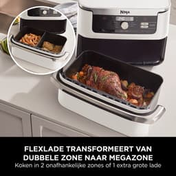 Ninja Foodi FlexDrawer Mega Dubbele Airfryer XXL - 10.4 Liter - Twee Kookvakken of Één MegaZone - Heteluchtfriteuse - Wit - AF500EUWH — thumbnail 3
