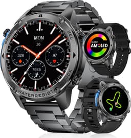 Synyq GPS Pro - GPS Smartwatch Heren - 51mm - AMOLED Scherm - 3 Bandjes - 5ATM Waterdicht - Belfunctie - 170+ Sportmodi - Stappenteller - Hartslag, Slaapmeter - Smartwatch Heren - Horloge Heren - Sport Horloge - IOS & Android — thumbnail 1