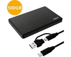 Rolio Externe Harde Schijf - USB 3.1 en USB C - 1Gbps snelheid - 500GB Opslag