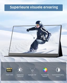 Zyrex® Draagbare Monitor voor Laptop – Portable Monitor 15,6 Inch – Draagbaar Scherm 1080FHD – Groot kleurenbereik- ‎‎40 x 26x 5cm; 700 g — thumbnail 4