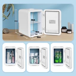 Zyrex® Skincare Fridge - Mini Koelkast 8 Liter – Met Spiegel en Verlichting - Mini Fridge - Wit - ‎20cm x 26cm x 30cm — thumbnail 6