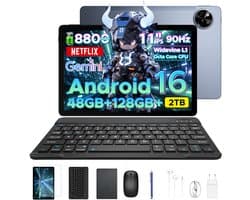 Aorlym P11 Tablet - 48GB RAM+128GB ROM/TF 2TB - Android 16 - 11 inch tablet 90Hz - T7250 - 8800mAh - 13MP+5MP - Gemini AI - Widevine L1 - Face ID - 5G WIFI - Dubbele luidsprekers - Pen, toetsenbord, muis - Grijs