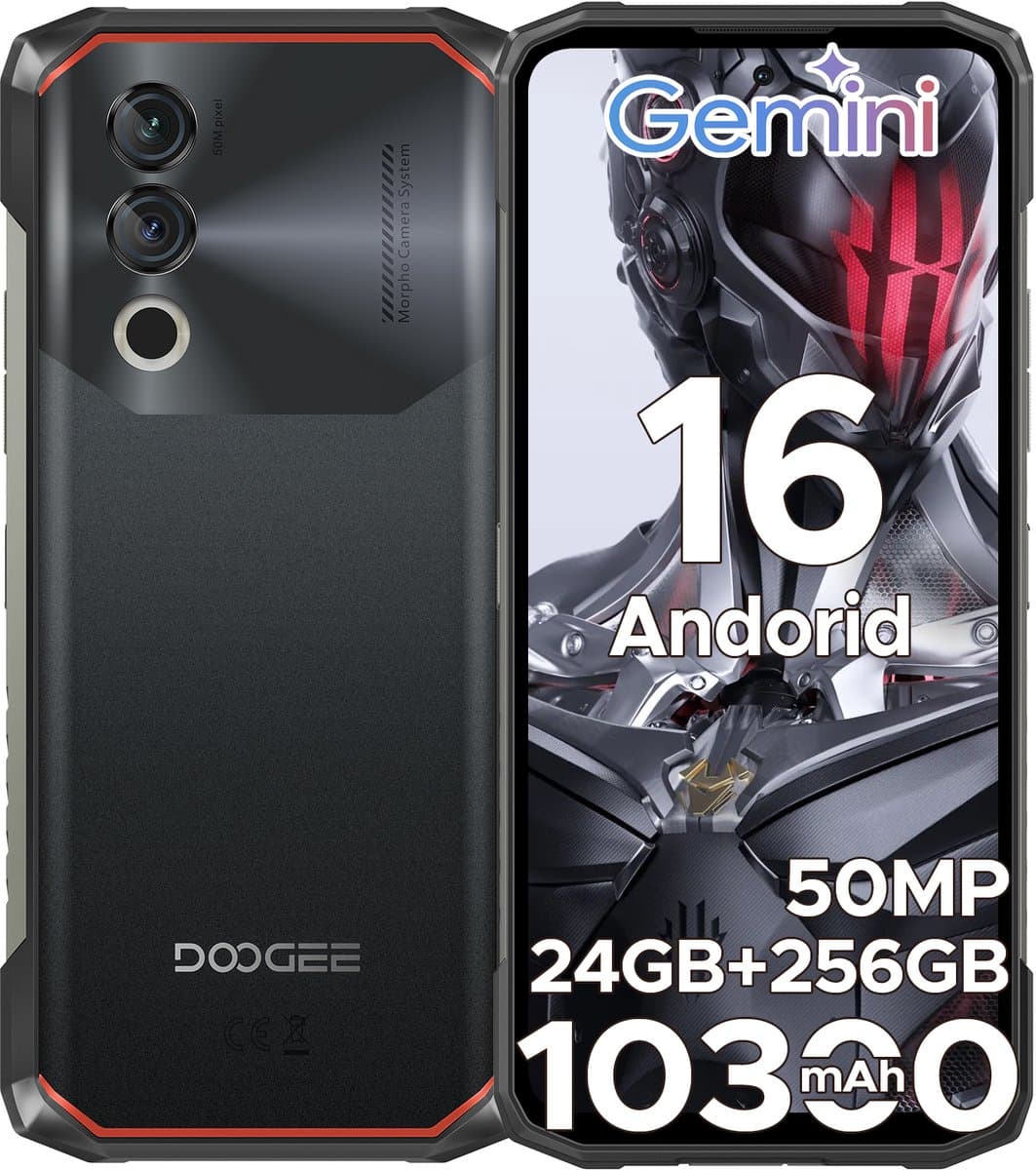 DOOGEE Blade 10 Power 4G - Robuuste Smartphone - Robuuste Telefoon - 24 GB RAM + 256 GB ROM/2TB TF - 10300 mAh/18 W - Android 16 - NFC - GPS - Face ID - IP68 - Zwart — afbeelding 1