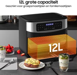 Dewelling KDFO-5511DTW 12L XXL Dual Zone Airfryer met Afneembare Scheidingswand – 2600W Heteluchtfriteuse met Kijkvenster – Sync Finish & Dual Cook — thumbnail 3