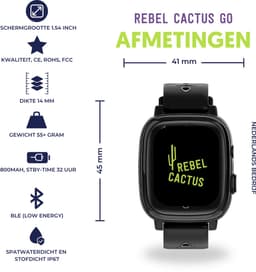 Kindersmartwatch GO (Zwart) - GPS tracker - Whatsapp - Taal: NL/EN/DE/FR/ES/SE etc — thumbnail 3