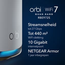 NETGEAR Orbi RBE972S - Mesh WiFi - WiFi Versterker - BE27000 - Quad-Band - 2-Pack - Wit — thumbnail 2
