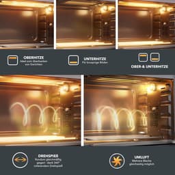 Heinrich´s HMO 8407 Oven met hete lucht - 60L – Oven met draaispit, airfryer-inzetstuk – binnenverlichting - 2000W — thumbnail 3