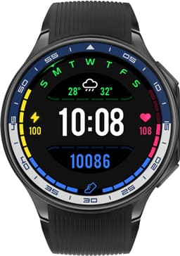 Knobbout 1.43 inch AMOLED-scherm met 3D-ontwerp Smartwatch - Slimme opnamefunctie- 4 GB interne opslag - MP4-video-ondersteuning - Nieuwste ATS3085S Gen 2-chipset - Ingebouwde kompasfunctie - Zwart lederen + siliconen horlogeban — thumbnail 3