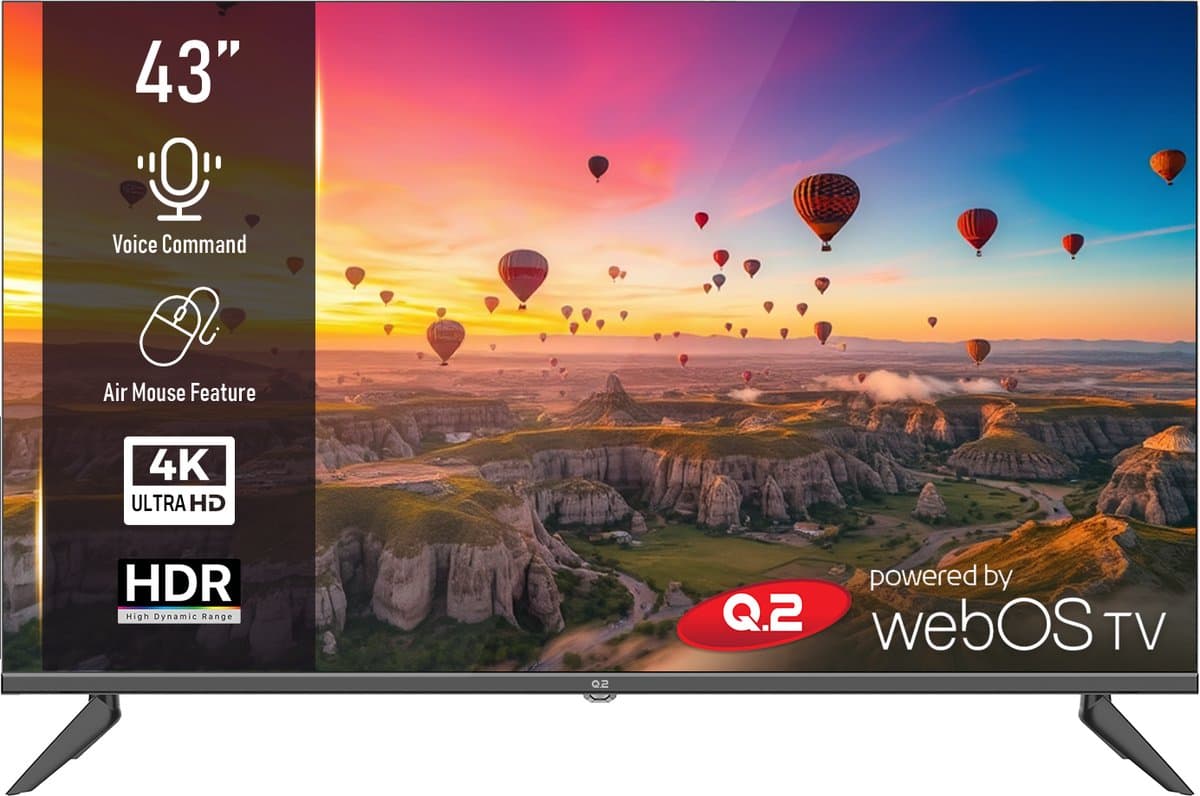Q.2 | 43 inch TV | 4K UHD 3840x2160 | Smart TV | HDR | Randloos ontwerp | WiFi, Bluetooth | WebOS — afbeelding 1