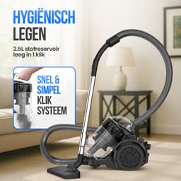 Strex Stofzuiger Zonder Zak - 700W Krachtige Zakloze Stofzuiger - HEPA Filter - 2.5L Stofreservoir - Extra Lang Snoer - Inclusief 4 Opzetstukken — thumbnail 7