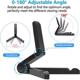 Crrynuo-Verstelbare -tabletstandaard - voor iPad-Samsung Galaxy en Kindle Fire-tablets - Draagbare tabletstandaard - Bureautelefoonhouder voor iPhone-Samsung (zwart) — thumbnail 5