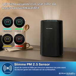 Erikssøn Luchtreiniger Elite - Zwart - 240 m3/u - Vermindert Stof En Pollen - Hepa 14 Filter - Instelbare Ionisator - Air Purifier - Extra stil in slaapmode - Clean Air — thumbnail 4