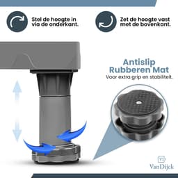 VanDijck Wasmachine Verhoger - 12 Poten - Verstelbaar 45-75 cm - Max 500 kg — thumbnail 8