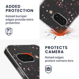 kwmobile telefoonhoesje geschikt voor Google Pixel 9a - Hoesje voor smartphone in poederroze / donkerbruin / transparant - Kersenbloesembladeren design — thumbnail 5