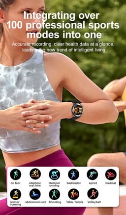 Knobbout 1.7" Outdoor Smartwatch – Digitale Kompas - LED & UV Licht -600mAh batterij - Bluetooth Bellen- IP68 Waterdicht -AI Spraakassistent - Gezondheid & Sportfuncties -Blauw Siliconen Band — thumbnail 7
