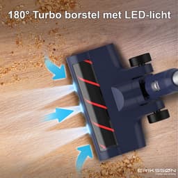 Erikssøn Steelstofzuiger Air Pro Elite 9000 - 2 Accu's - Stofzuiger Draadloos - Zonder Zak Op Accu - Grijs/Blauw — thumbnail 3