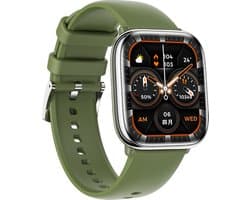 Kiraal Glow - Smartwatch met Elegant Design - Voor Zowel Mannen als Vrouwen - Android & iOS - Leger Groen