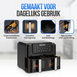 Strex Airfryer XXL - 10L - 2500W - Heteluchtfriteuse - Dubbele Airfryer - 50ºC tot 200ºC - 10 Kookprogramma's - Zwart — thumbnail 4