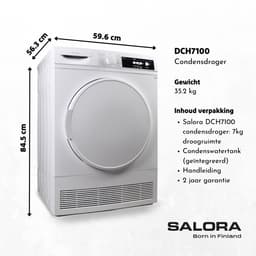 Salora DCH7100 - Condensdroger - Droger - Wasdroger - Vrijstaand - 7 kg — thumbnail 4