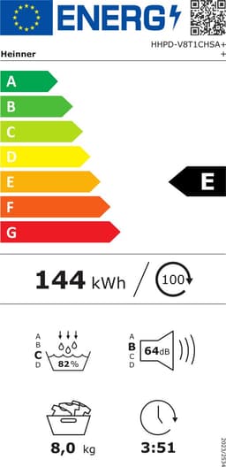 Heinner Wasdroger - Warmtepompdroger - 8 KG - 15 Programma's - LED Display - Trommelverlichting - Antraciet — thumbnail 2