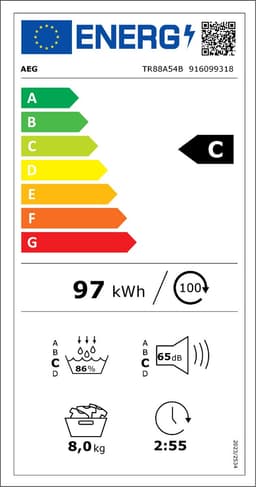 AEG TR88A54B EcoLine 8000 serie AbsoluteCare® - Wasdroger Warmtepompdroger - NL/FR — thumbnail 2