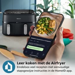 Philips 3000 Series Dual Airfryer - NA351/00 - Dubbele Mand - 9L - Tot 6 Personen - Zwart/Zilver — thumbnail 6