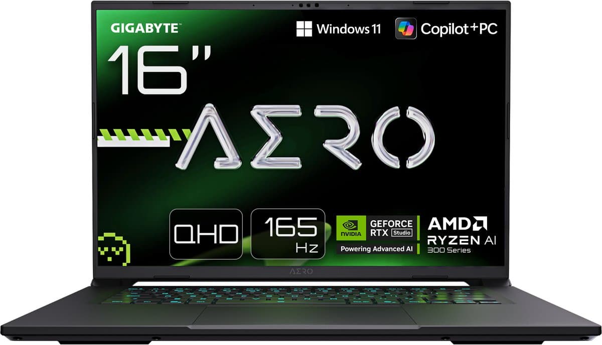 Gigabyte Aero X16 1VH93EEC64AH - Gaming Laptop - Ryzen AI 7 - RTX 5060 - 16 inch - 165 Hz — afbeelding 1