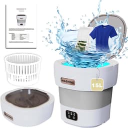 DailySupplies® Mini Wasmachine met Centrifuge - Voor Kleine Wasgoed - Meerdere Programma's - Grijs — thumbnail 3