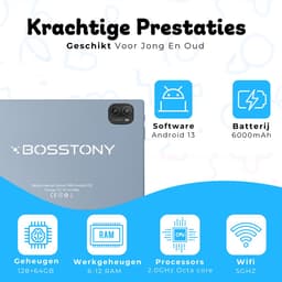 Bosstony Snelle Kids Tablet 10 inch - Ouderlijk Toezicht - 6000mAh Batterij - Android 13 - Incl Beschermpakket - Kindertablet vanaf 3 jaar — thumbnail 7