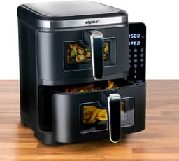 alpina Dubbele Airfryer XXL - 2 x 5.5L Manden - Heteluchtfriteuse 11 Liter - 12 Programma's - 2800 W - Zwart — thumbnail 12