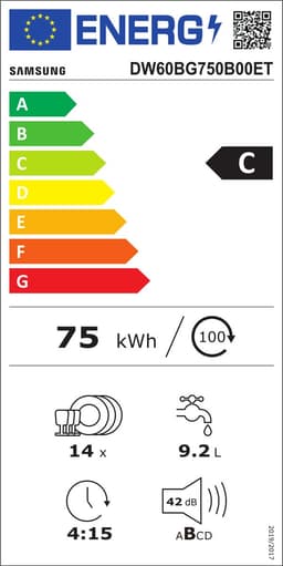 Samsung DW60BG750B00ET Volledig ingebouwd/integreerbaar C-label — thumbnail 2