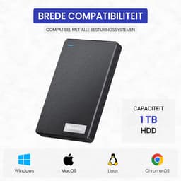Elcostar Externe harde schijf 1TB - HDD - Harde schijf extern - Externe harde schijven - Geschikt voor Windows, Mac & Smartphone - Inclusief USB kabel — thumbnail 7