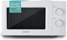 HEINRICHS HMW 8845 W, compacte magnetron, 20 l inhoud, 5 standen, incl. timer, ontdooifunctie, binnenverlichting, 360° draaiplateau, twee draaiknoppen, wit, 700 W vermogen — thumbnail 1