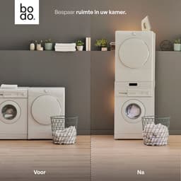 Bodo® - Stapelkit & Anti trillingsmat voor Wasmachine en Droger - Tussenstuk met Uitschuifbare Opberglade - Wit — thumbnail 5