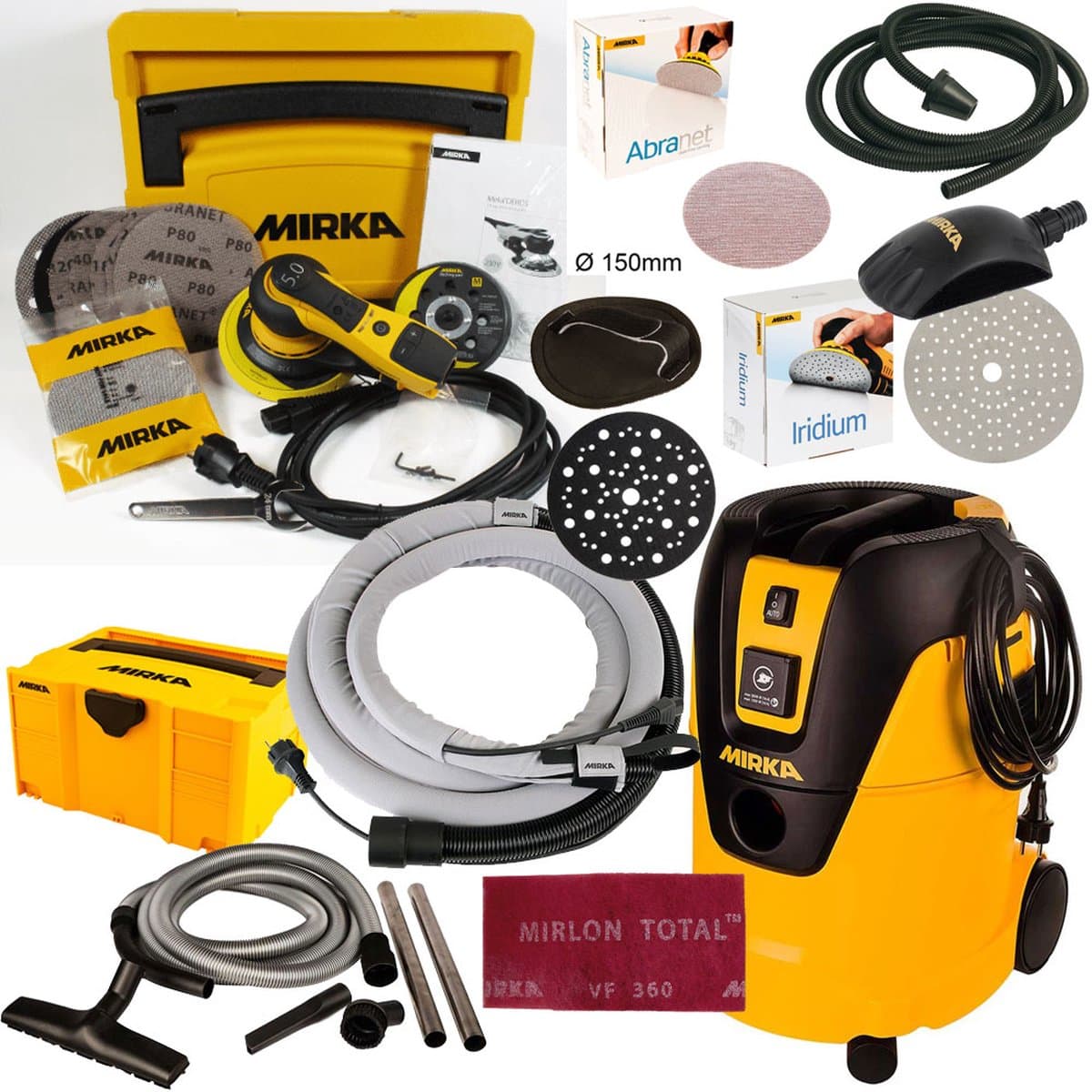 MIRKA DEROS 125 150mm 5mm + Stofzuiger 1025 L PC + Veel Accessoires - KIT2014WOMDE — afbeelding 1