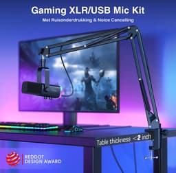 FIFINE - AM8T - USB / XLR Studio microfoon - PC-Gaming Met Flexibele Arm ( 66cm! ) - Geschikt voor PC/PS4/PS5 - RGB - Podcast - Gaming - Streaming - Zwart — thumbnail 3