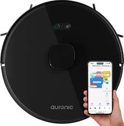 Auronic Robotstofzuiger - Met Dweilfunctie - WiFi en App - Laadstation - Huisdieren - Dweilrobot - Laser Navigatie - Zwart — thumbnail 1