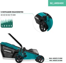 VONROC Accu Grasmaaier – 40V – 33 cm maaibreedte – Brushless motor - Vijf instelbare maai-hoogtes: 30/40/50/60/70 mm - Incl. 30L Opvangbak - Incl. 2x 2.0Ah Accu en 2x Snellader — thumbnail 10