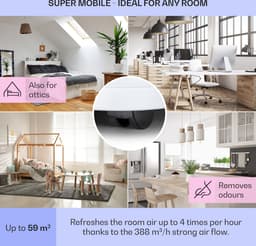 Klarstein mobiele airconditioner, 5-in-1 airconditioner, ventilator, luchtontvochtiger, luchtreiniger & nachtmodus, app-bediening, vlakke airconditioner met luchtafvoerslang, airconditioner, 11.500 BTU, wit,3 kW voor 51 m² 50 dB — thumbnail 8