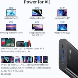 Voltero S25 - 26.800mAh powerbank - 100W Snellader - USB, USB-C - Airport/Vliegtuig Proof - Voor laptop, MacBook, Apple iPhone, Samsung Galaxy, Chromebook - Zwart — thumbnail 7
