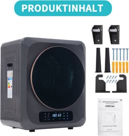 Re-purelife® Compacte Wasdroger met UV-Desinfectie - 6 Programma's - 3-4 kg Capaciteit - Geschikt voor Opbouw of Opstelling - Stille Werking & Helder LED-Display - Grijs — thumbnail 10