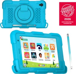 DEPLAY Kindertablet SMART 5 – Android 15 - 64GB Opslag - 4GB RAM – Kidsproof Tablet – Ouder controle – Vanaf 2+ Jaar – 8 Inch – Met Pen, Beschermhoes, Keycord & Blauwlicht Screenprotector – 5000 mAh Batterij – Blauw — thumbnail 1