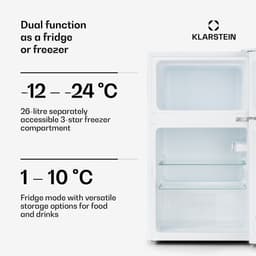 Klarstein Koelkast Big Daddy - met vriesvak, koel-vriescombinatie, stille koelkast, LED, 87 liter: 61 liter koelgedeelte en 26 liter vriesgedeelte, wit - Vrijstaand - Compact - Mini Fridge - Compact Koelkast - Kleine Koelkast — thumbnail 6