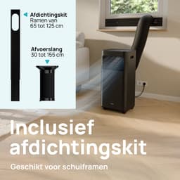 MOA Mobiele Airco - 9.000 BTU - 3-in-1 - Met Afstandbediening - Tot 30m² - Airconditioner met Ontvochtigingsfunctie - Raamafdichtingskit - Zwart — thumbnail 9