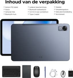 Aorlym P12 - Tablet - 48 GB RAM (8+40 GB) - 128 GB ROM (2TB/TF) - 12 inch 2K 120 Hz IPS - Android 16 - 10000 mAh /18 W - T7280 OctaCore - Dubbele camera - WiFi 5 - Bluetooth - Face ID - Toetsenbord - Stylus meegeleverd - Grijs — thumbnail 10