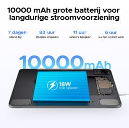 Aorlym P12 - Tablet - 48 GB RAM (8+40 GB) - 128 GB ROM (2TB/TF) - 12 inch 2K 120 Hz IPS - Android 16 - 10000 mAh /18 W - T7280 OctaCore - Dubbele camera - WiFi 5 - Bluetooth - Face ID - Toetsenbord - Stylus meegeleverd - Grijs — thumbnail 11