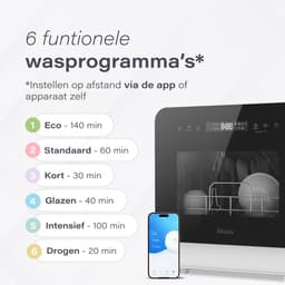Skoov Mini Vaatwasser met waterreservoir - 3 couverts - 6 wasprogramma's - 45cm - Kleine smalle vrijstaande afwasmachine - Camping - Wit — thumbnail 7